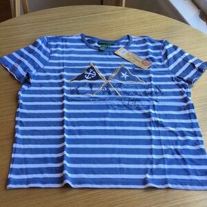 Ralph Lauren Blue Striped Tee Shirt 
PM.    New with tags